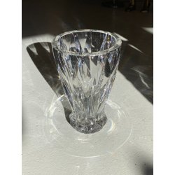GRANDE VASO CRISTALLO ST. Louis FRANCIA FIRMATO BASE VINTAGE GLASS 28cm/h  '70s