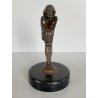 ANTICA PICCOLA SCULTURA in BRONZO ART NOUVEAU DONNA con TESCHIO BASE LEGNO '900