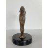 ANTICA PICCOLA SCULTURA in BRONZO ART NOUVEAU DONNA con TESCHIO BASE LEGNO '900