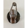 ANTICA PICCOLA SCULTURA in BRONZO ART NOUVEAU DONNA con TESCHIO BASE LEGNO '900