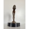 ANTICA PICCOLA SCULTURA in BRONZO ART NOUVEAU DONNA con TESCHIO BASE LEGNO '900