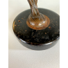 ANTICA PICCOLA SCULTURA in BRONZO ART NOUVEAU DONNA con TESCHIO BASE LEGNO '900