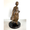 ANTICA SCULTURA in BRONZO ATTR. Enrico Marcello Zosi LAVANDAIA CONTADINA 23 cm/h
