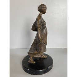 ANTICA SCULTURA in BRONZO ATTR. Enrico Marcello Zosi LAVANDAIA CONTADINA 23 cm/h