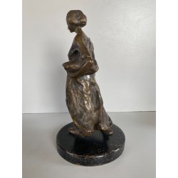ANTICA SCULTURA in BRONZO ATTR. Enrico Marcello Zosi LAVANDAIA CONTADINA 23 cm/h