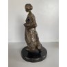 ANTICA SCULTURA in BRONZO ATTR. Enrico Marcello Zosi LAVANDAIA CONTADINA 23 cm/h