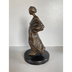 ANTICA SCULTURA in BRONZO ATTR. Enrico Marcello Zosi LAVANDAIA CONTADINA 23 cm/h