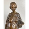 ANTICA SCULTURA in BRONZO ATTR. Enrico Marcello Zosi LAVANDAIA CONTADINA 23 cm/h