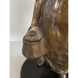 ANTICA SCULTURA in BRONZO ATTR. Enrico Marcello Zosi LAVANDAIA CONTADINA 23 cm/h
