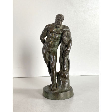 ANTICA SCULTURA BRONZO Ercole FARNESE BRONZETTO Souvenir Grand Tour H12cm