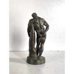 ANTICA SCULTURA BRONZO Ercole FARNESE BRONZETTO Souvenir Grand Tour H12cm