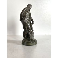 ANTICA SCULTURA BRONZO Ercole FARNESE BRONZETTO Souvenir Grand Tour H12cm