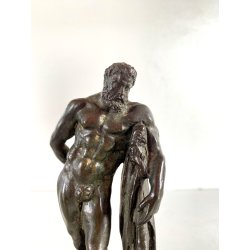 ANTICA SCULTURA BRONZO Ercole FARNESE BRONZETTO Souvenir Grand Tour H12cm