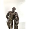 ANTICA SCULTURA BRONZO Ercole FARNESE BRONZETTO Souvenir Grand Tour H12cm