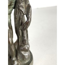 ANTICA SCULTURA BRONZO Ercole FARNESE BRONZETTO Souvenir Grand Tour H12cm