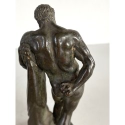 ANTICA SCULTURA BRONZO Ercole FARNESE BRONZETTO Souvenir Grand Tour H12cm