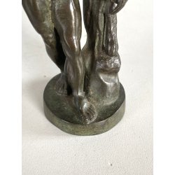ANTICA SCULTURA BRONZO Ercole FARNESE BRONZETTO Souvenir Grand Tour H12cm