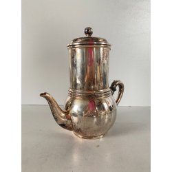 CAFFETTIERA BROGGI MILANO "Iles Borromées Stresa" H15,2cm METALLO ARGENTATO '30