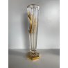 ANTICO VASO VITTORIANO CRISTALLO MOLATO BOEMIA RITRATTO BIMBO DECORO ORO H34cm