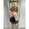 ANTICO VASO VITTORIANO CRISTALLO MOLATO BOEMIA RITRATTO BIMBO DECORO ORO H34cm