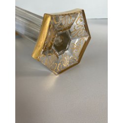 ANTICO VASO VITTORIANO CRISTALLO MOLATO BOEMIA RITRATTO BIMBO DECORO ORO H34cm