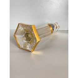 ANTICO VASO VITTORIANO CRISTALLO MOLATO BOEMIA RITRATTO BIMBO DECORO ORO H34cm