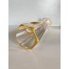 ANTICO VASO VITTORIANO CRISTALLO MOLATO BOEMIA RITRATTO BIMBO DECORO ORO H34cm