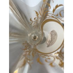 ANTICO VASO VITTORIANO CRISTALLO MOLATO BOEMIA RITRATTO BIMBO DECORO ORO H34cm