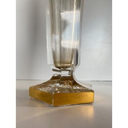 ANTICO VASO VITTORIANO CRISTALLO MOLATO BOEMIA RITRATTO BIMBO DECORO ORO H34cm