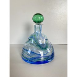 BOTTIGLIA PROFUMO VETRO CARLO MORETTI "Marblé" VINTAGE TRASPARENTE BLU VERDE '70