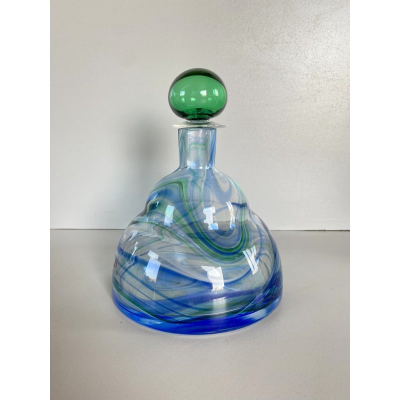BOTTIGLIA PROFUMO VETRO CARLO MORETTI "Marblé" VINTAGE TRASPARENTE BLU VERDE '70