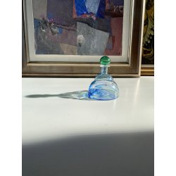 BOTTIGLIA PROFUMO VETRO CARLO MORETTI "Marblé" VINTAGE TRASPARENTE BLU VERDE '70