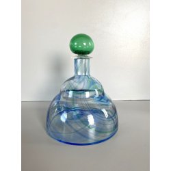 BOTTIGLIA PROFUMO VETRO CARLO MORETTI "Marblé" VINTAGE TRASPARENTE BLU VERDE '70