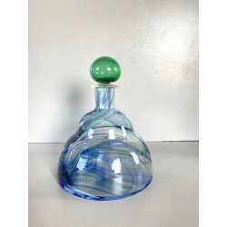 BOTTIGLIA PROFUMO VETRO CARLO MORETTI "Marblé" VINTAGE TRASPARENTE BLU VERDE '70