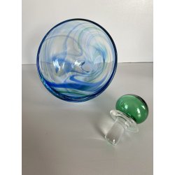 BOTTIGLIA PROFUMO VETRO CARLO MORETTI "Marblé" VINTAGE TRASPARENTE BLU VERDE '70