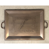 GRANDE VASSOIO da PORTATA RETTANGOLARE MANICI METALLO COLOR ARGENTO 77x51cm '900
