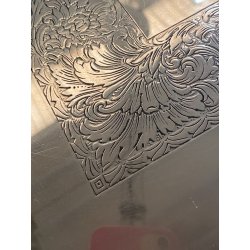 GRANDE VASSOIO da PORTATA RETTANGOLARE MANICI METALLO COLOR ARGENTO 77x51cm '900