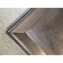 GRANDE VASSOIO da PORTATA RETTANGOLARE MANICI METALLO COLOR ARGENTO 77x51cm '900