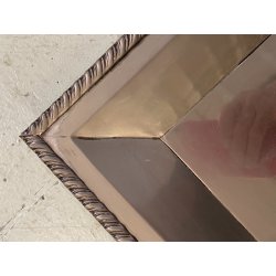 GRANDE VASSOIO da PORTATA RETTANGOLARE MANICI METALLO COLOR ARGENTO 77x51cm '900