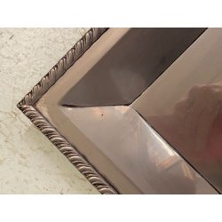 GRANDE VASSOIO da PORTATA RETTANGOLARE MANICI METALLO COLOR ARGENTO 77x51cm '900