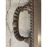 GRANDE VASSOIO da PORTATA RETTANGOLARE MANICI METALLO COLOR ARGENTO 77x51cm '900