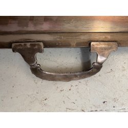 GRANDE VASSOIO da PORTATA RETTANGOLARE MANICI METALLO COLOR ARGENTO 77x51cm '900