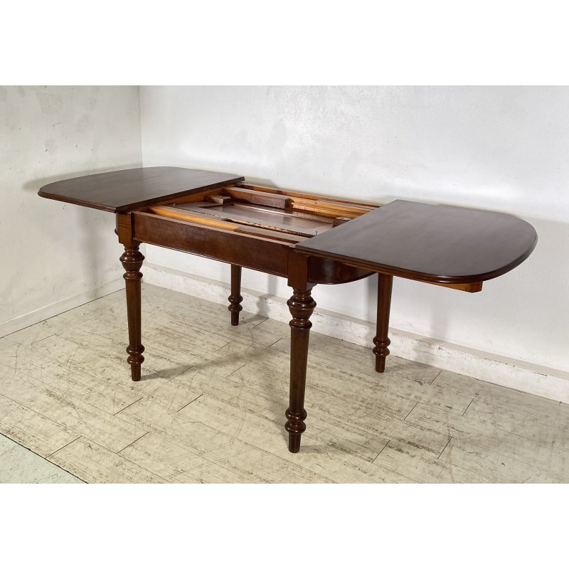 ANTICO TAVOLO PRANZO ALLUNGABILE PROLUNGA LEGNO NOCE 1900 LUIGI FILIPPO TABLE