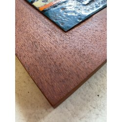COPPIA PANNELLO RAME SMALTO GRANFUOCO TEAK PRIMITIVISMO MID CENTURY MODERN