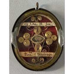 MEDAGLIONE TECA RELIQUIA ex Ossibus San Giuseppe Benedetto Cottolengo RELIGIOSO