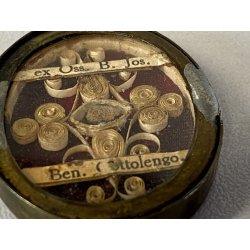 MEDAGLIONE TECA RELIQUIA ex Ossibus San Giuseppe Benedetto Cottolengo RELIGIOSO