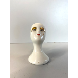TESTA BUSTO di PIERROT PIERRET PORCELLANA BIANCA C. Villari ART DéCO H 7,5 cm