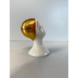 TESTA BUSTO di PIERROT PIERRET PORCELLANA BIANCA C. Villari ART DéCO H 7,5 cm
