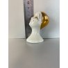 TESTA BUSTO di PIERROT PIERRET PORCELLANA BIANCA C. Villari ART DéCO H 7,5 cm