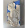 SCULTURA Zaccagnini BASSORILIEVO ANGELO PREGHIERA CERAMICA SMALTO BIANCO AZZURRO